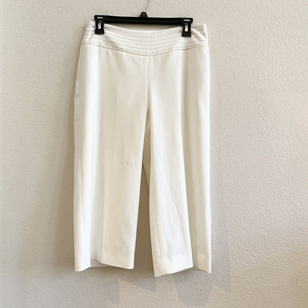 WHITE HOUSE BLACK‎ MARKET WHBM Wide-leg Crop pants-Ivory White Lined Size 6